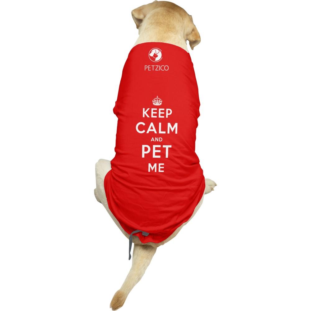 Keep Calm and Pet me - Red Dog Tshirt