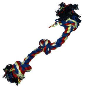 Cotton Rope Toy for Dogs by PetZico - Blue-Red-White-Three-Knot-Rope